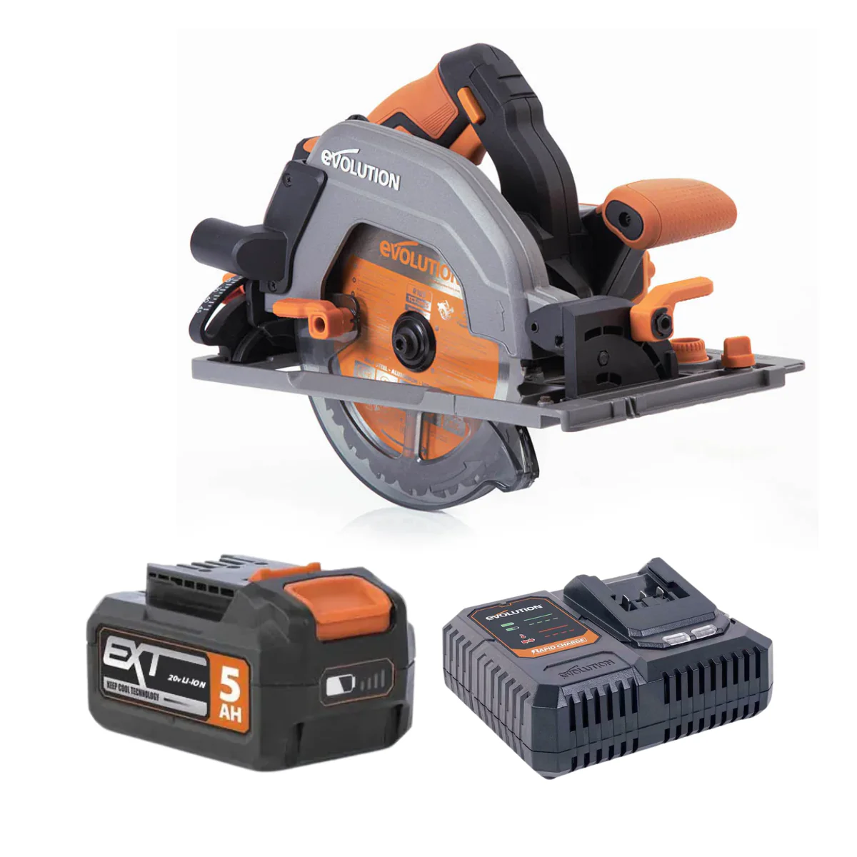 Evolution Cordless R185CCSX-Li 7-1/4 Track Compatible Circular Saw Brushless 20V Li-Ion EXT Inc Multi-Material Blade - Image 13