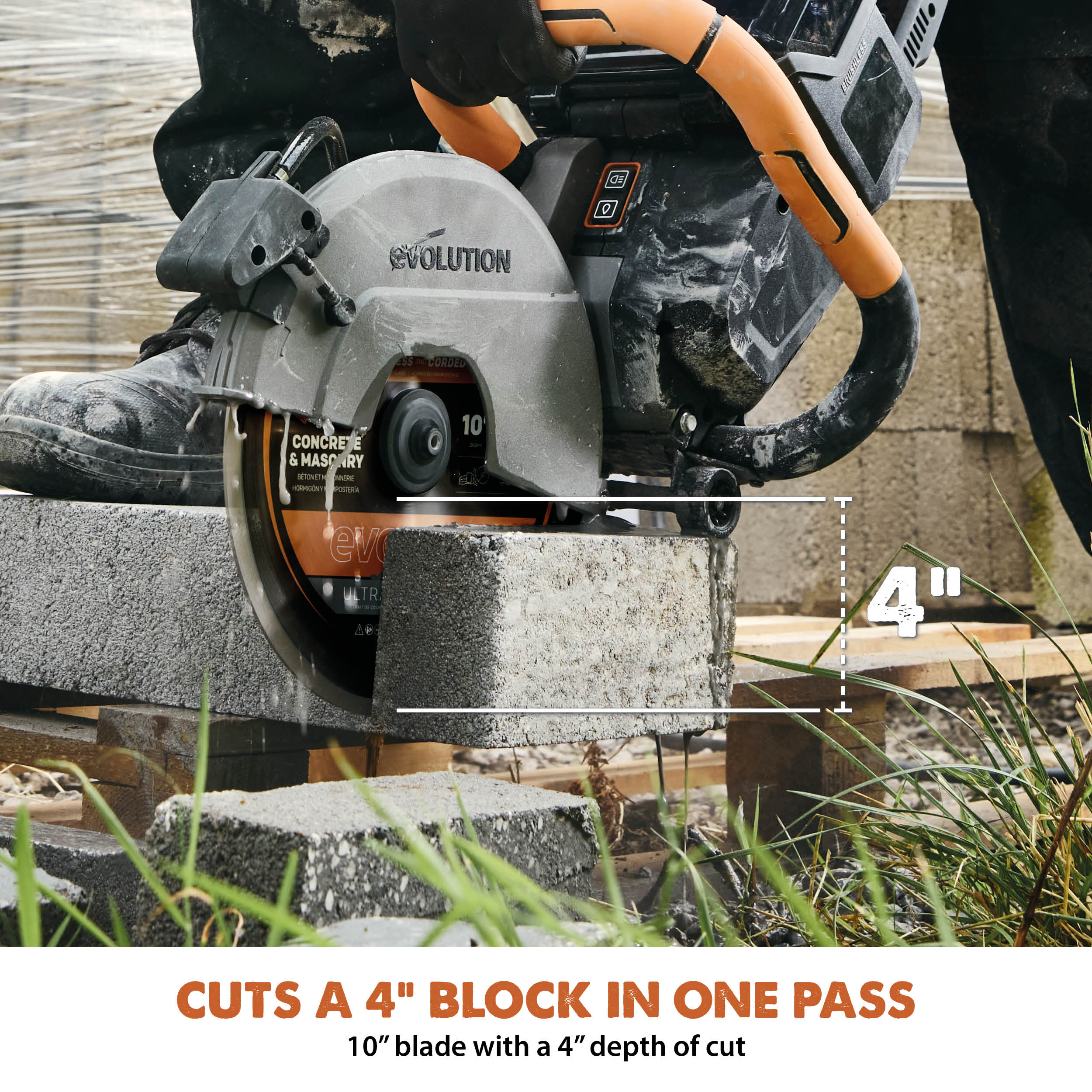 Evolution Cordless R10DCT-Li | 10 In. | Concrete Saw | Automatic Water-Fed Dust Suppression | Premium Thin Kerf Diamond Blade Included - Image 3