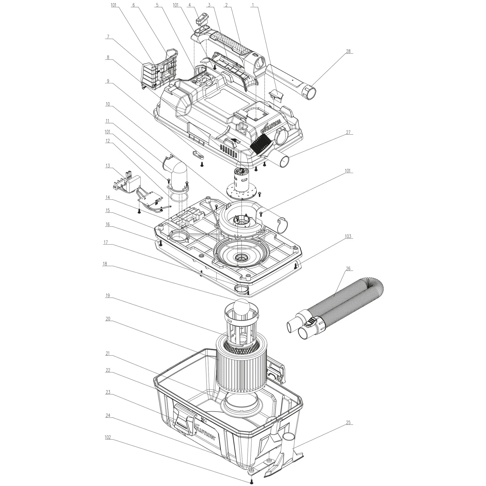 Evolution R11VAC-Li Cordless Vacuum Spare Parts - Image 2