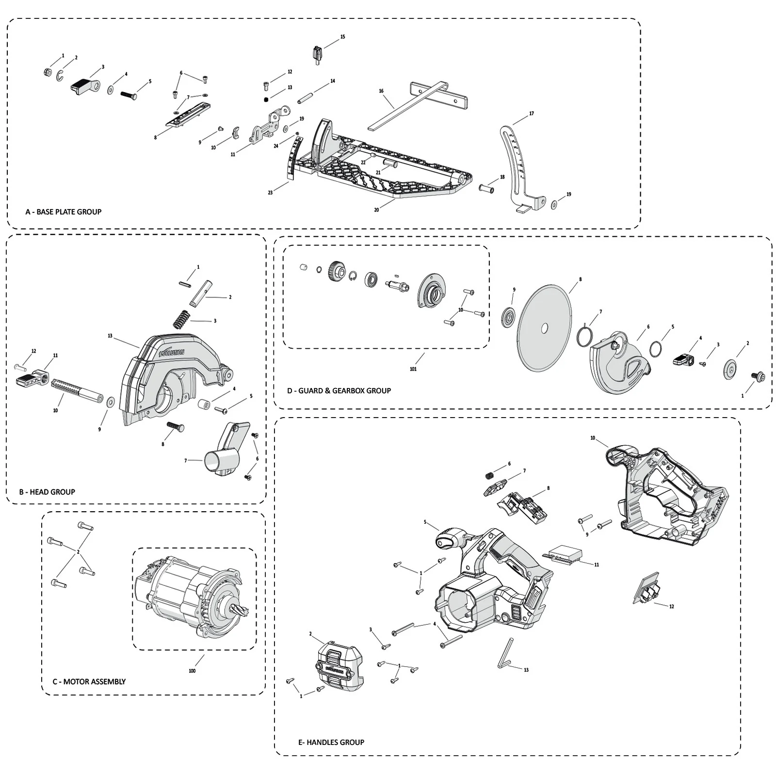 Evolution R165CCS-Li Circular Saw Spare Parts - Image 2