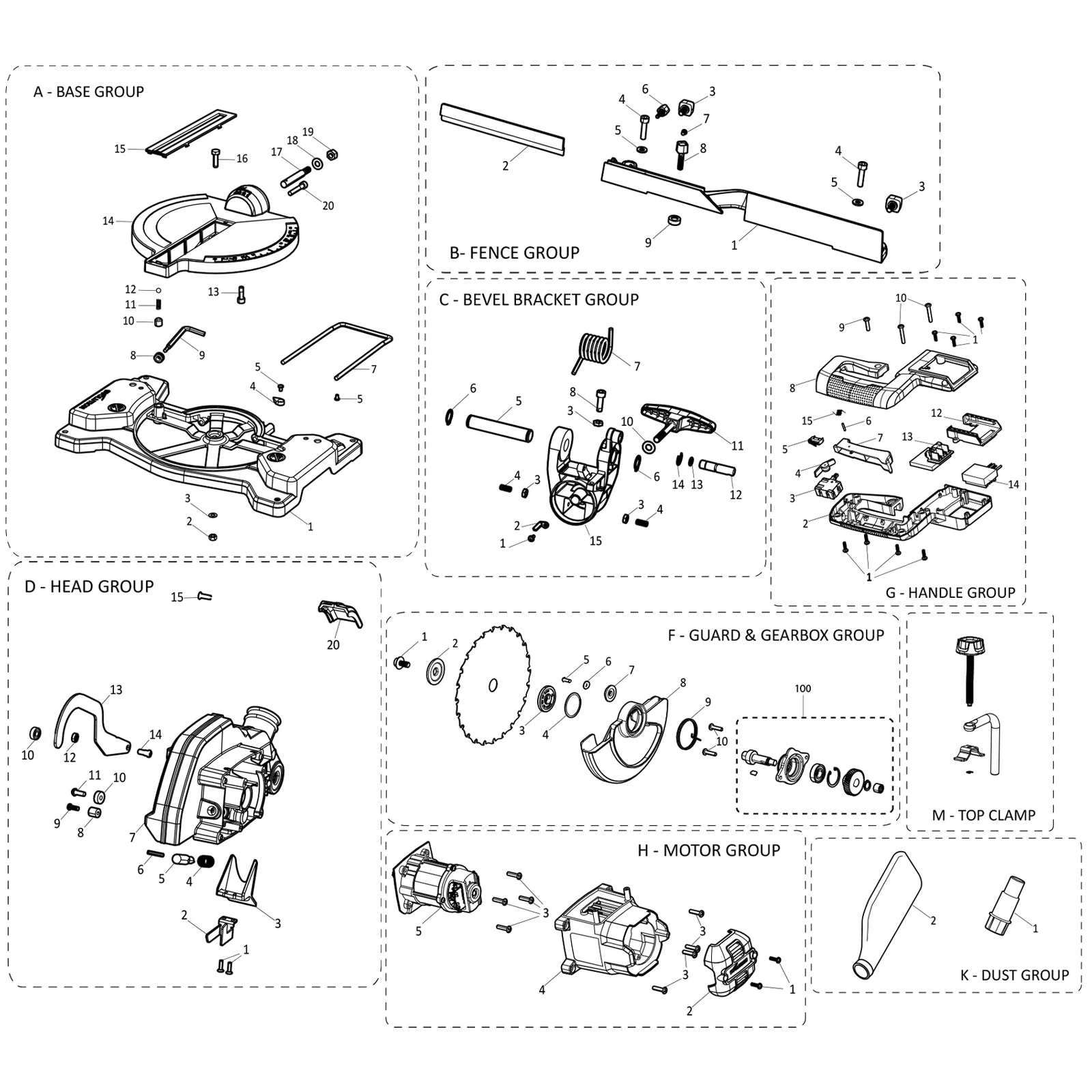 Evolution R185CMS-Li Miter Saw Spare Parts - Image 2