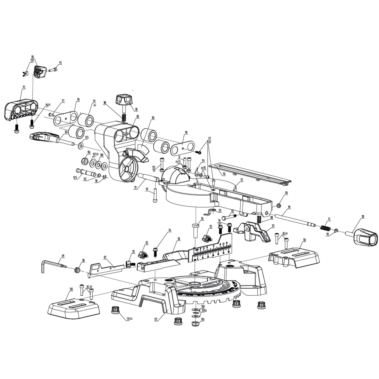 Evolution R185SMS+ Sliding Miter Saw Spare Parts (Base Section) - Image 2