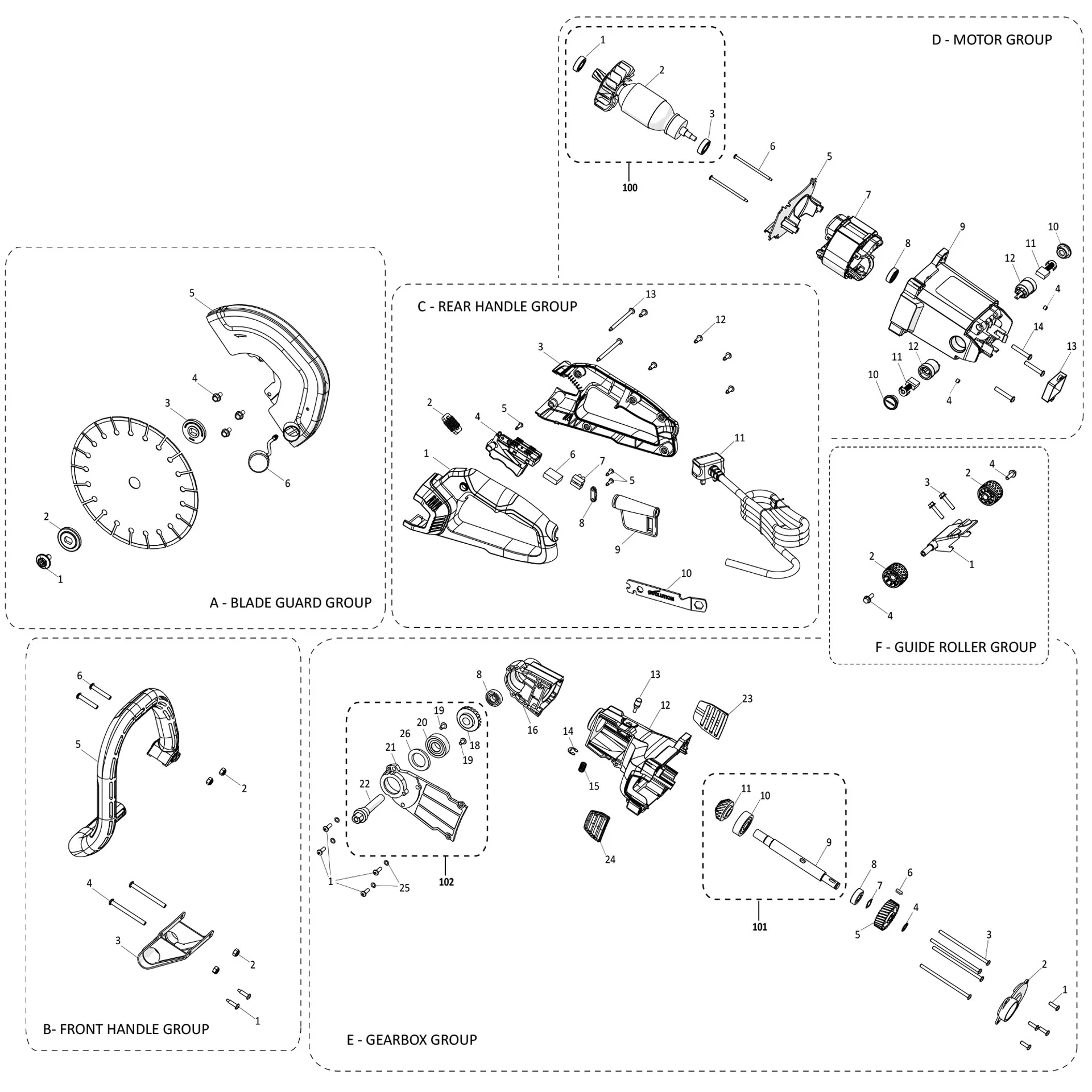 Evolution R230DCT 9 In. Concrete Saw Spare Parts - Image 2