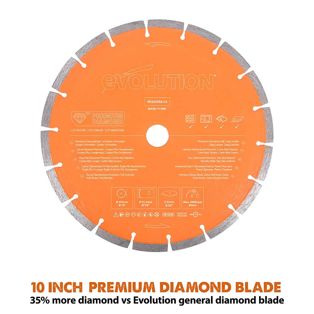 Evolution R255DCT | 10 in. | Electric Concrete Saw | Premium Diamond Blade Included - Image 8