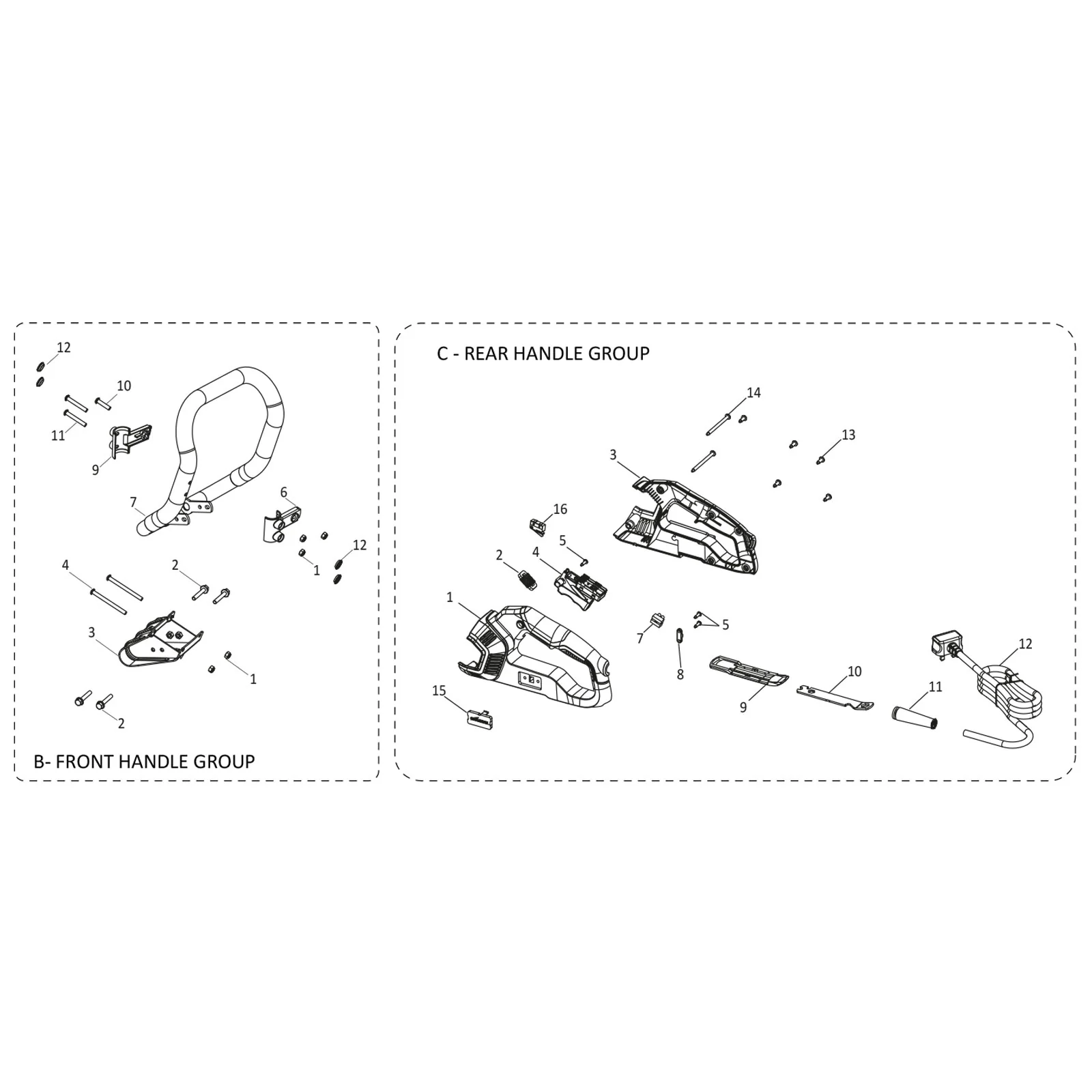 Evolution R14DCT Concrete Saw Spare Parts (Handles Section) - Image 2