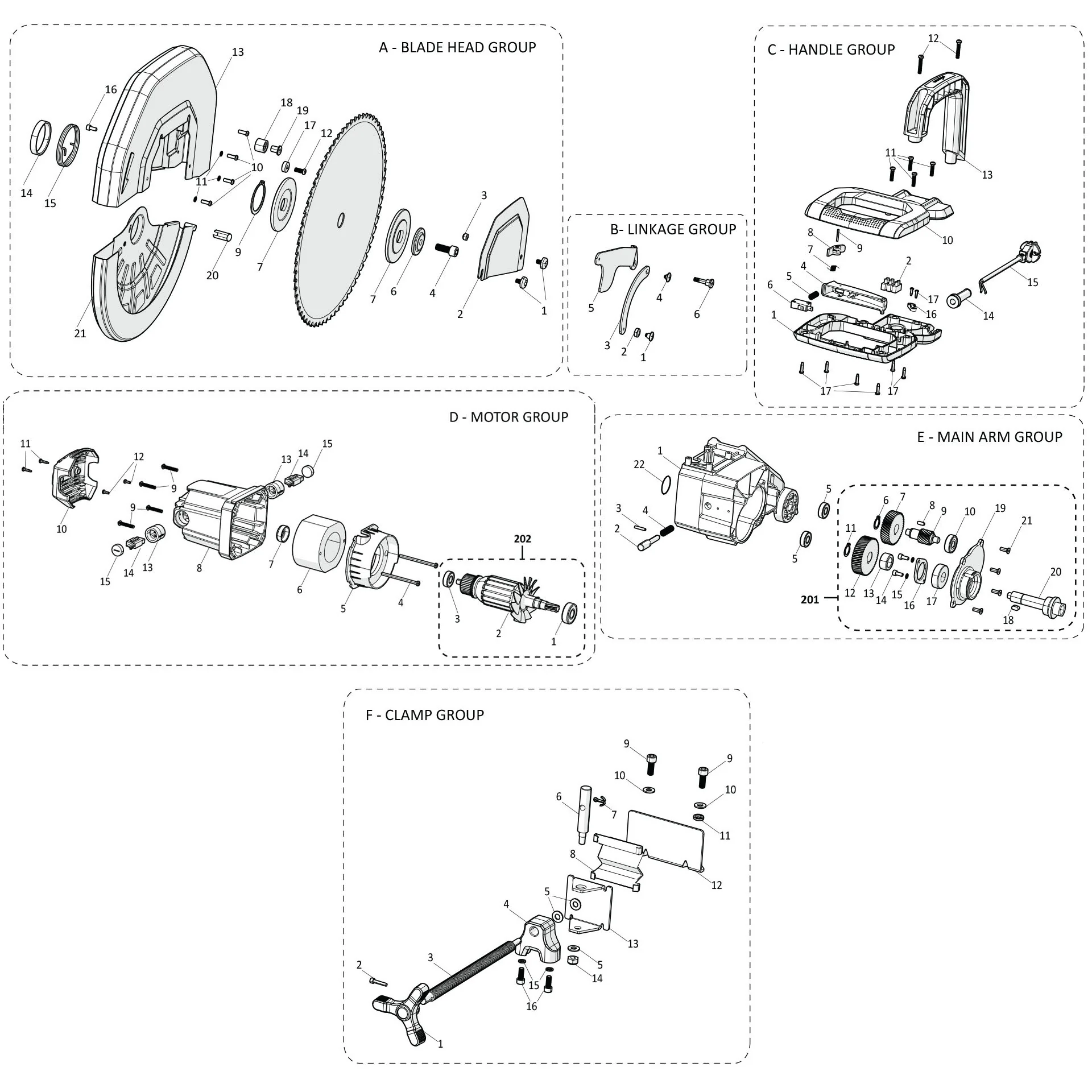 Evolution R355CPS Chop Saw Spare Parts (Head) - Image 2