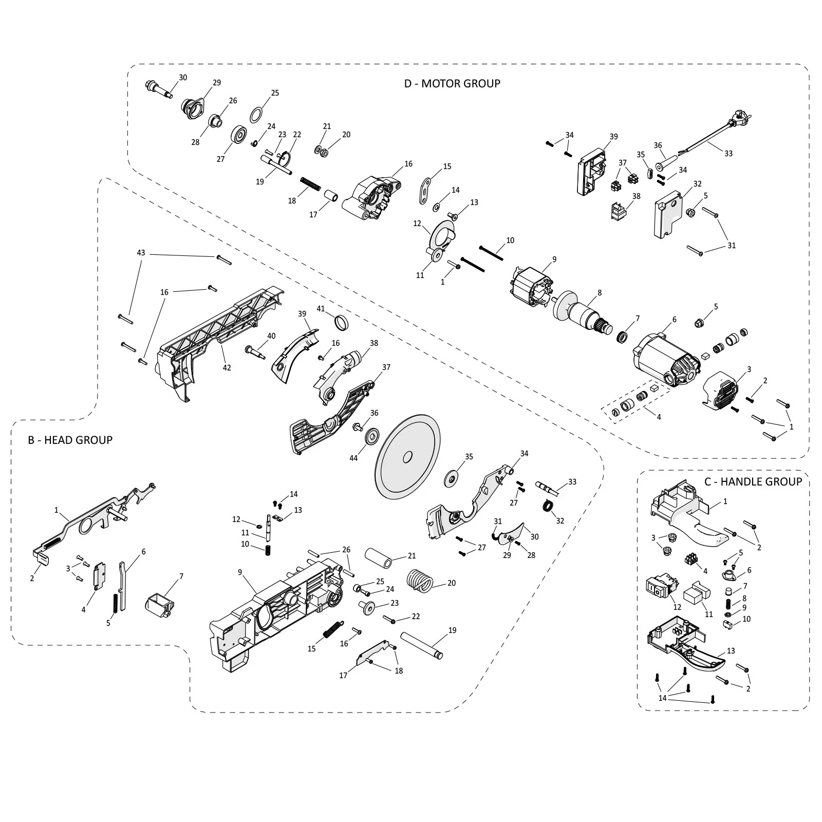 Evolution R8MTS Table/Miter Saw Spare Parts (Head, Motor, Handle Sections) - Image 2