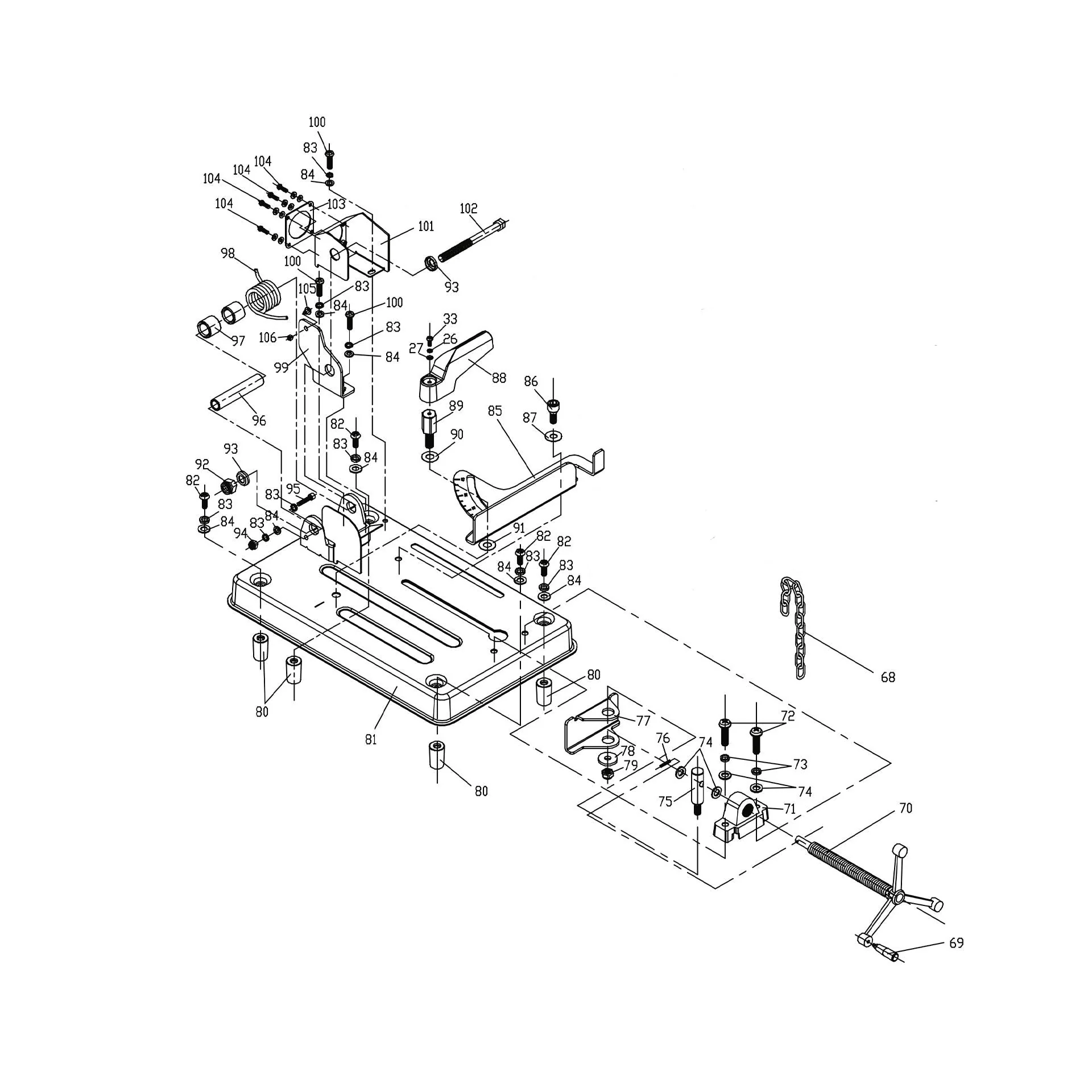 Evolution RAGE4 Chop Saw Spare Parts (Base) - Image 2