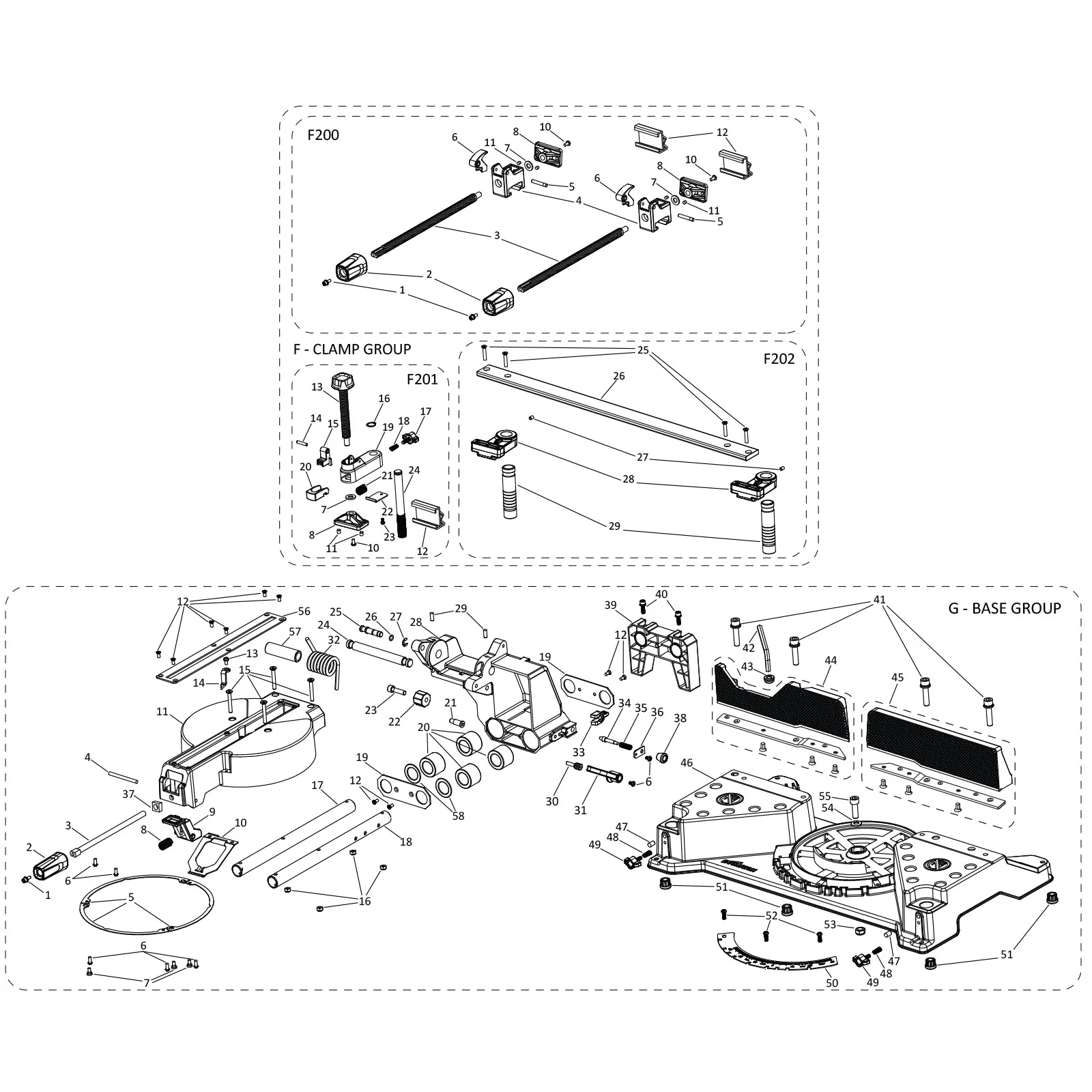 Evolution S14MCS-G2 Miter/Chop Saw Spare Parts (Base Section) - Image 2