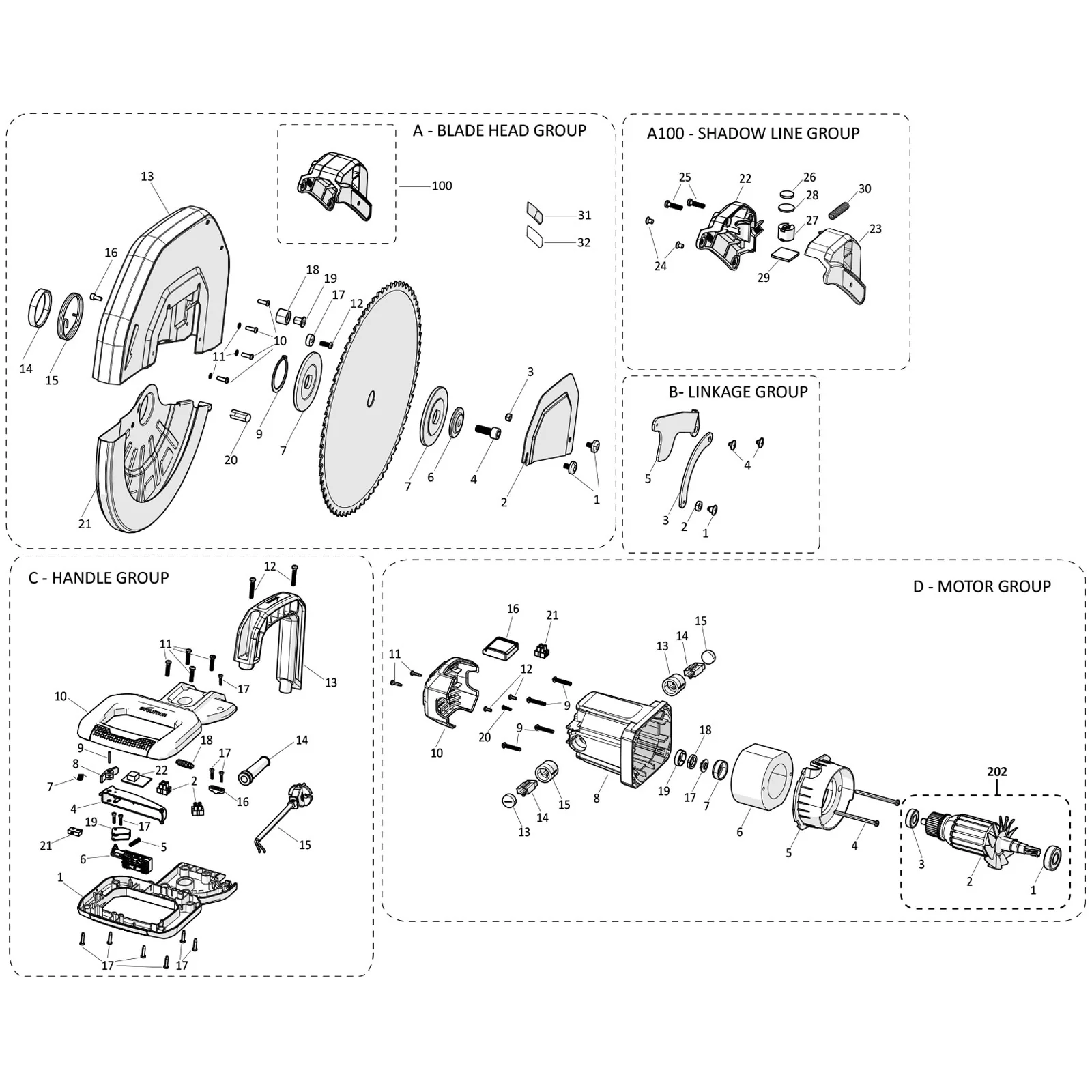 Evolution S15CPS Chop Saw Spare Parts (Head Section) - Image 2